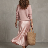 Lunwyn | Bias Fall Satin Skirt Knit Layer Set