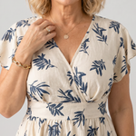 Senina | Flutter Sleeve Printed V Neck Mini Dress