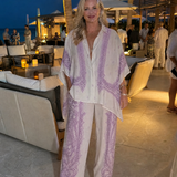 Norrose | Soft Print Oversized Shirt And Wide Leg Pants Set