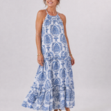 Pensia | Sleeveless Mixed Print Midi Dress