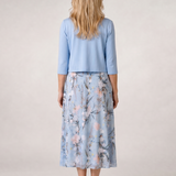 Velna | Floral Print Sleeveless Cropped Jacket Midi Dress
