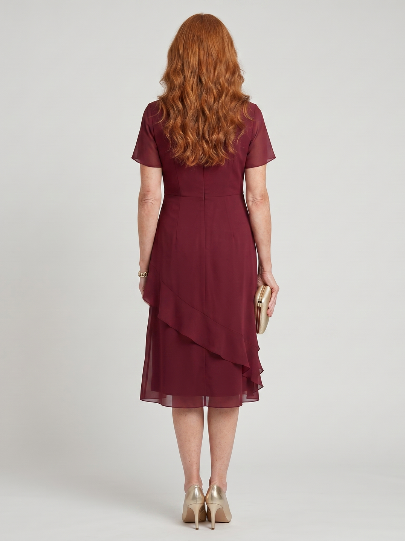 Callassa | Short Sleeve Layered Hem Midi Dress