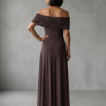 Vidabeth | Off Shoulder Draped Midi Dress