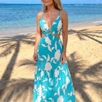 Fiowynne | Spaghetti Strap Cutout Waist Maxi Dress