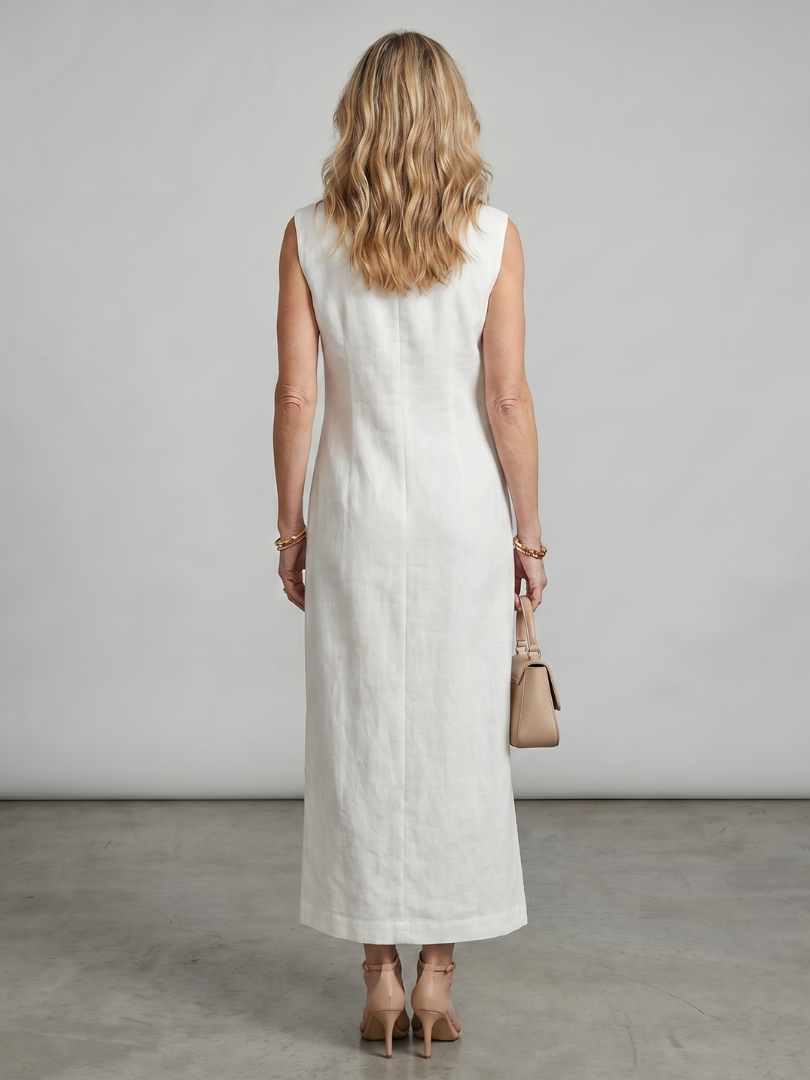 Norrin | High Collar Front Slit Midi Dress