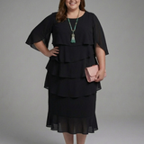Hilana | Layered Cape Sleeve Midi Dress