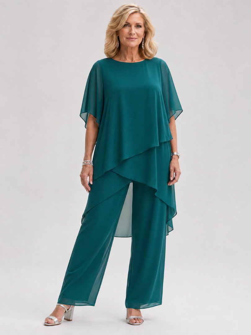 Surisette | Layered Chiffon Two Piece Pant Set