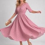 Verathea | Printed V Neck Midi Dress