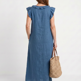 Briabeth | Ruffle Trim Sleeveless Neck Midi Dress