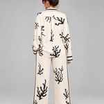 Calbeth | Abstract Coastal Print Shirt And Wide Leg Pants Set
