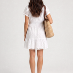 Temwen | Short Flutter Sleeve Eyelet Detail Mini Dress