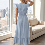 Fleurlia | Ruffle Sleeve Smocked Waist Midi Dress