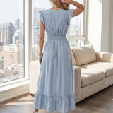 Fleurlia | Ruffle Sleeve Smocked Waist Midi Dress