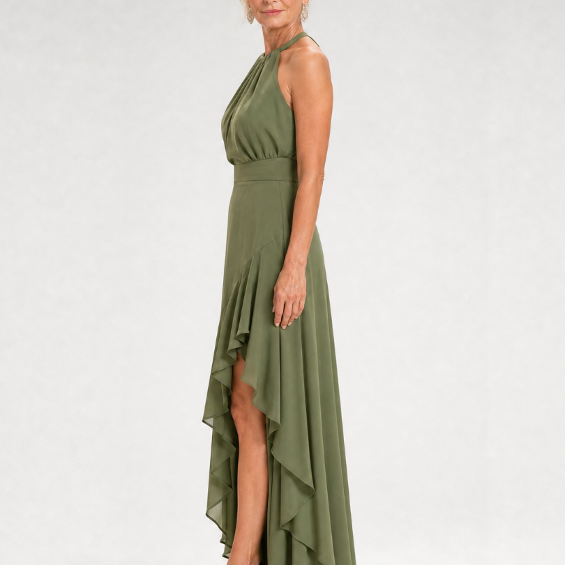 Lorthea | Halter Neck High Low Ruffle Dress