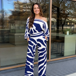 Romyna | Abstract Print Off Shoulder Top And Wide Leg Pants Set