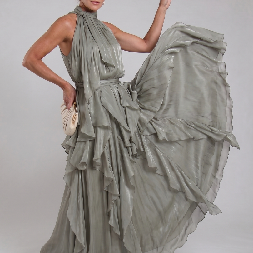 Tamsinmae | Halter Neck Ruffle Tiered Maxi Dress