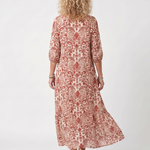 Penlette | Ornate Print Tassel Tie Midi Dress