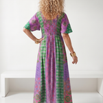 Gretandra | Mixed Print Short Sleeve Midi Dress
