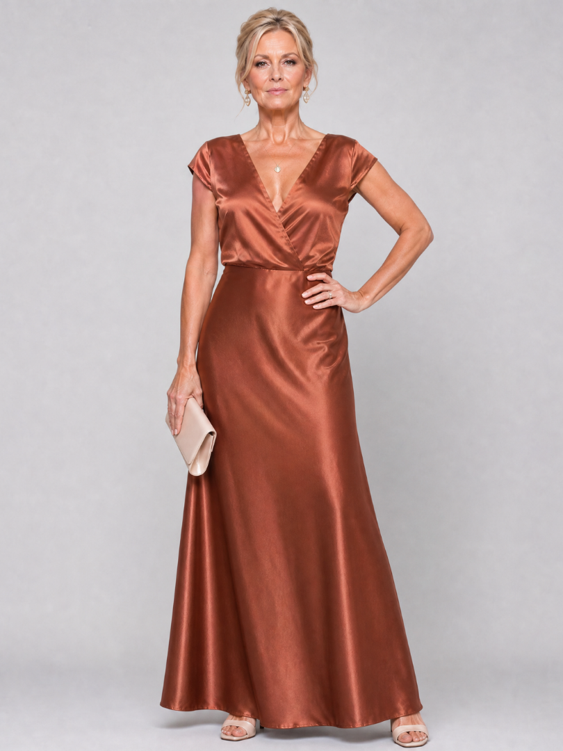 Dellora | Cap Sleeve Wrap Bodice Maxi Dress
