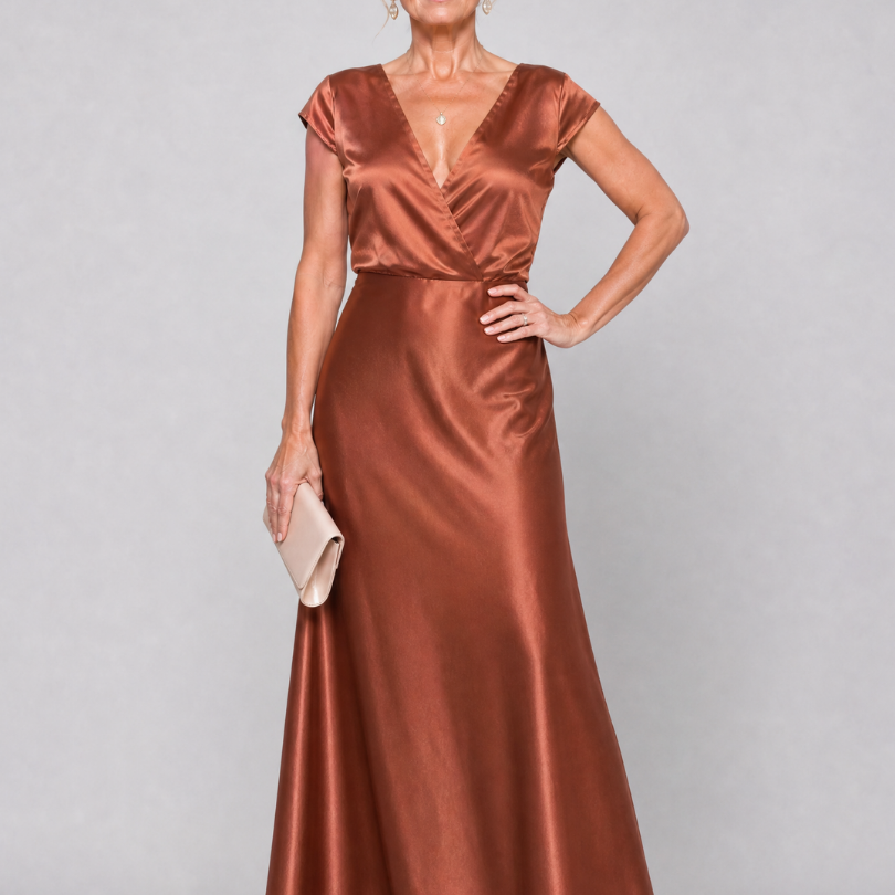Dellora | Cap Sleeve Wrap Bodice Maxi Dress