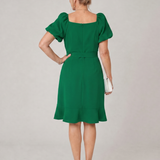 Marenine | Short Puff Sleeve Side Tie Detail Mini Dress