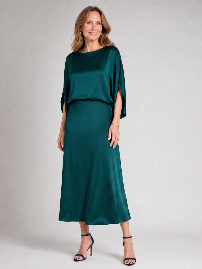 Dorine | Draped Overlay Midi Dress