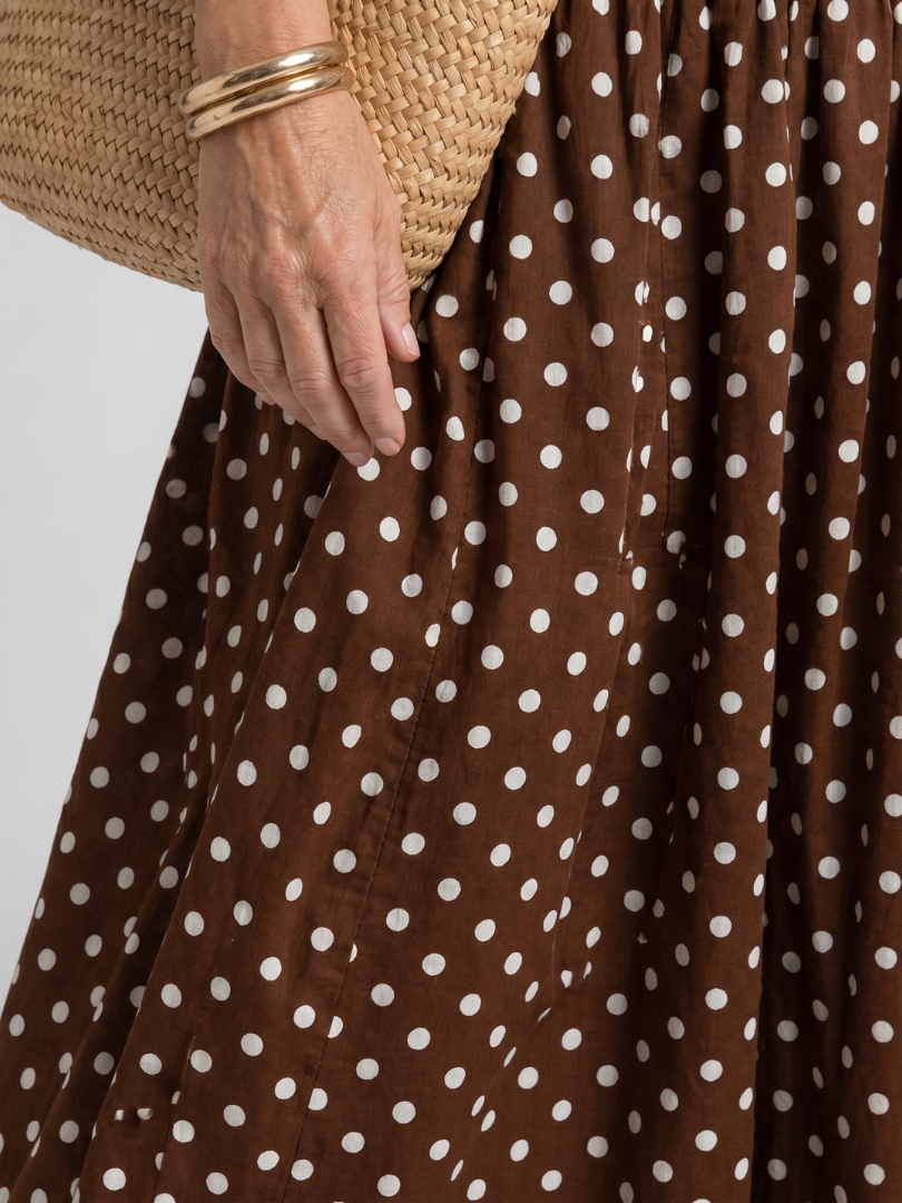 Romisette | Strapless Polka Dot Pattern Midi Dress