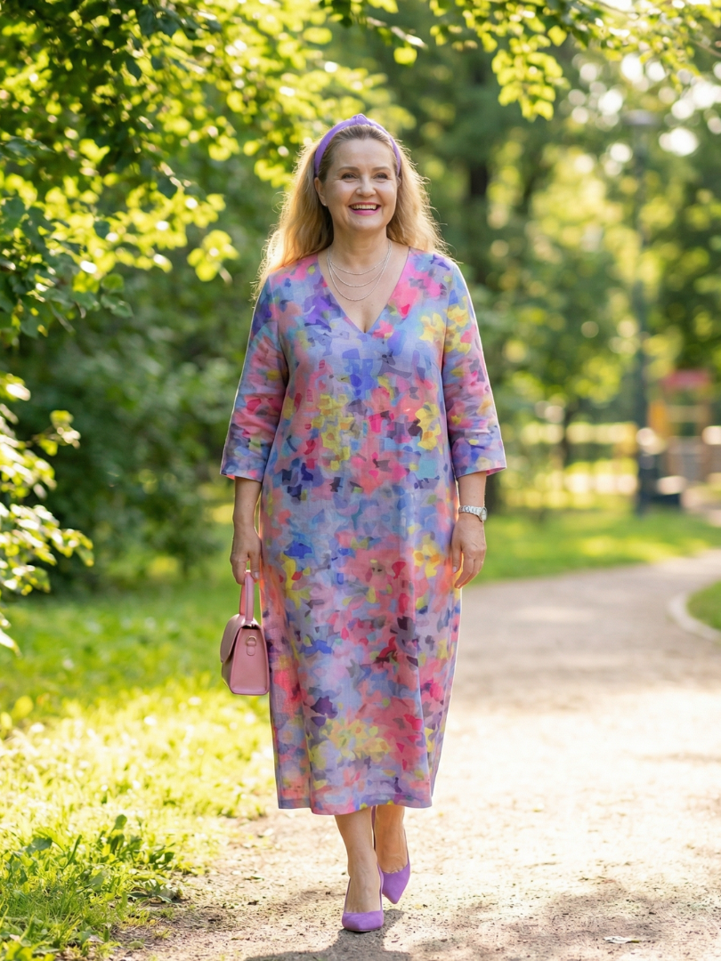 Norbelle | Abstract Floral Midi Dress