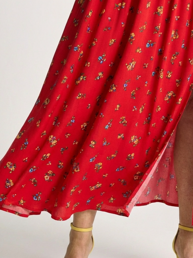 Giathea | Square Neck Floral Puff Sleeve Midi Dress