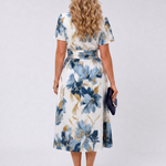 Corndra | Floral Print Short Sleeve Wrap Midi Dress