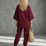 Perrina | V Neck Tunic Gathered Trouser Set