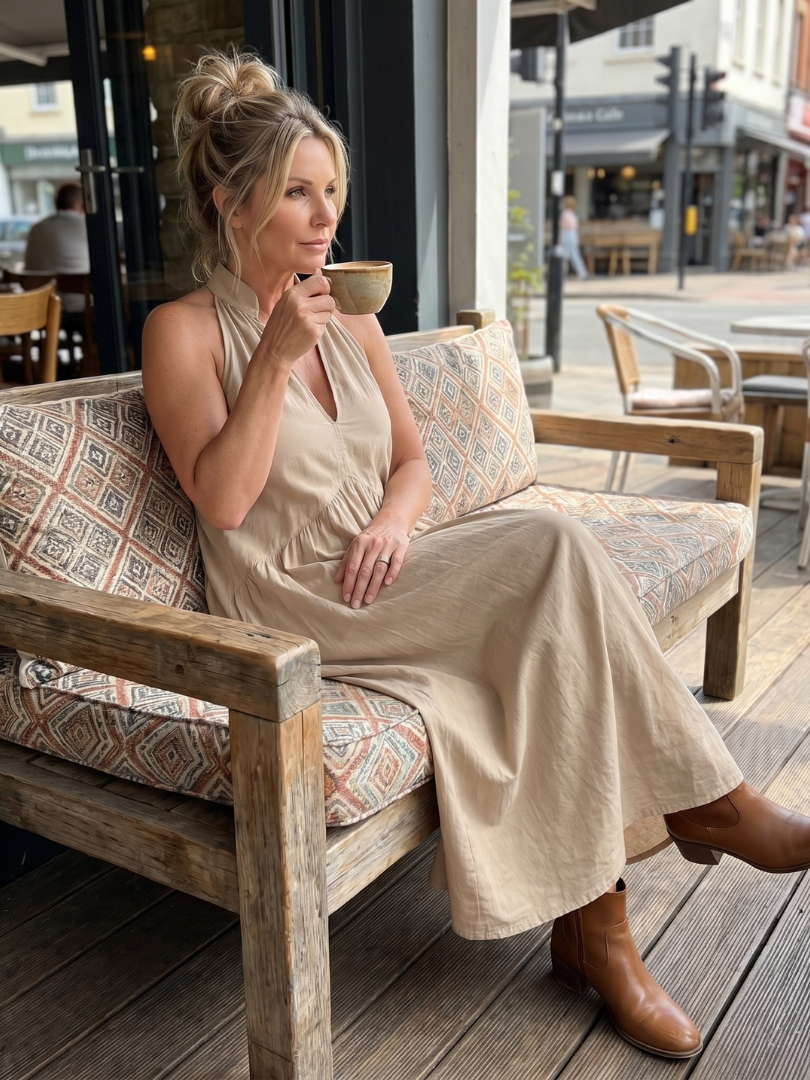Elibelle | Halter Neck Relaxed Flowing Silhouette Midi Dress