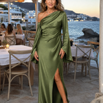 Corrina | One Shoulder Cape Sleeve Maxi Dress