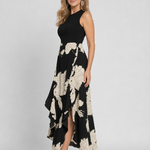Sabetta | Sleeveless Floral Print High Low Hem Midi Dress