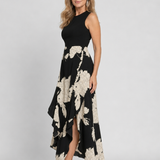 Sabetta | Sleeveless Floral Print High Low Hem Midi Dress