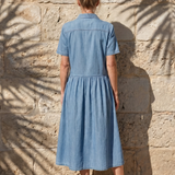 Liabelle | Gathered Waist Collar Front Midi Dress