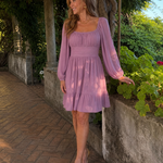 Camette | Long Sleeve Ruffle Hem Knee Length Dress