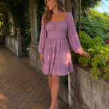 Camette | Long Sleeve Ruffle Hem Knee Length Dress