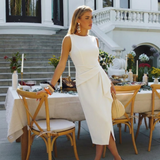 Vesnia | Sleeveless Asymmetric Draped Midi Dress