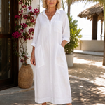 Zarette | Collared Button Front Flowing Midi Dress