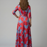 Liasette | Cross Wrap Neck Midi Dress