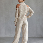 Dahlette | Open Shoulder Knit Top And Wide Leg Pants Set