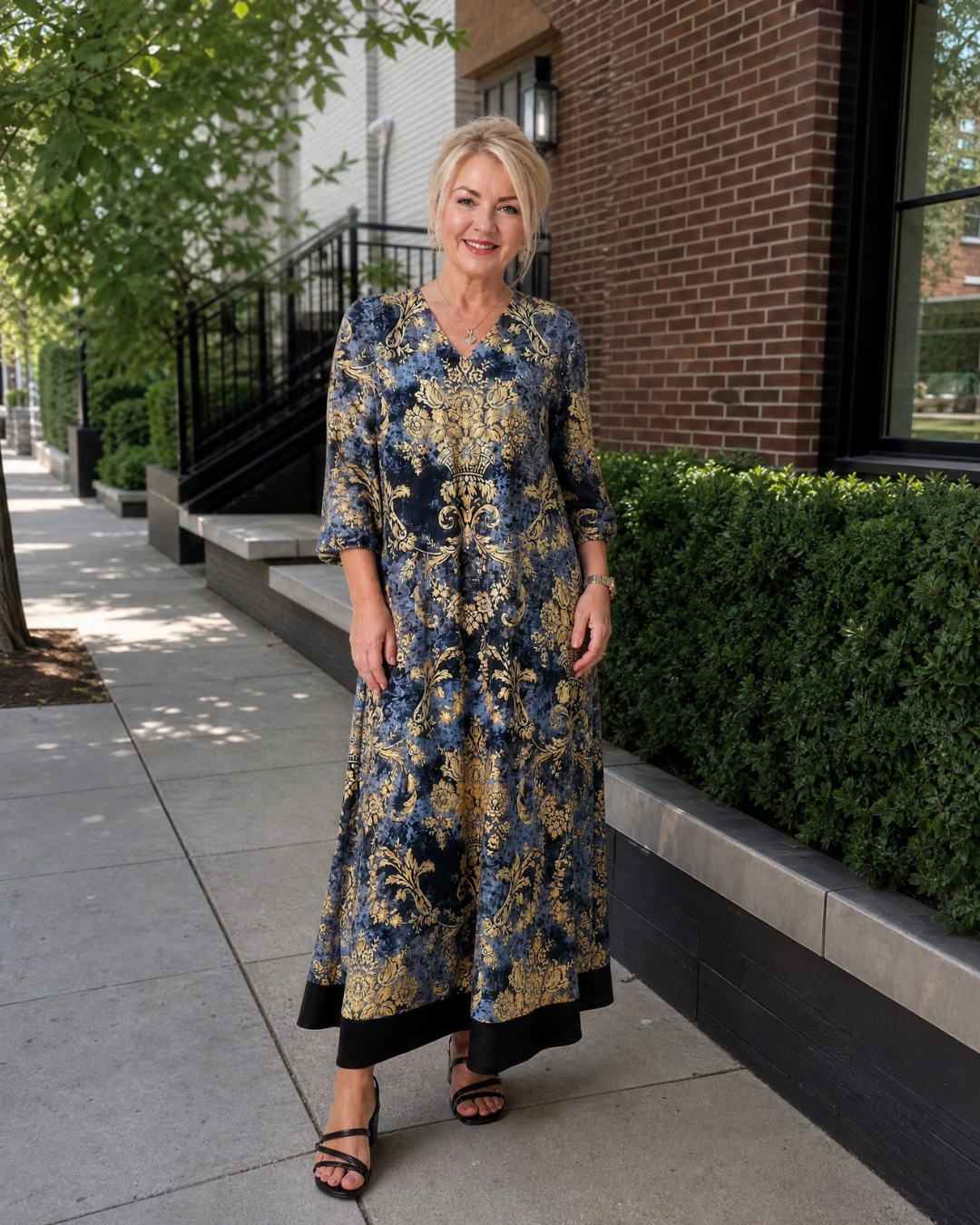 Tesrina | Ornate Floral Print Relaxed Midi Dress