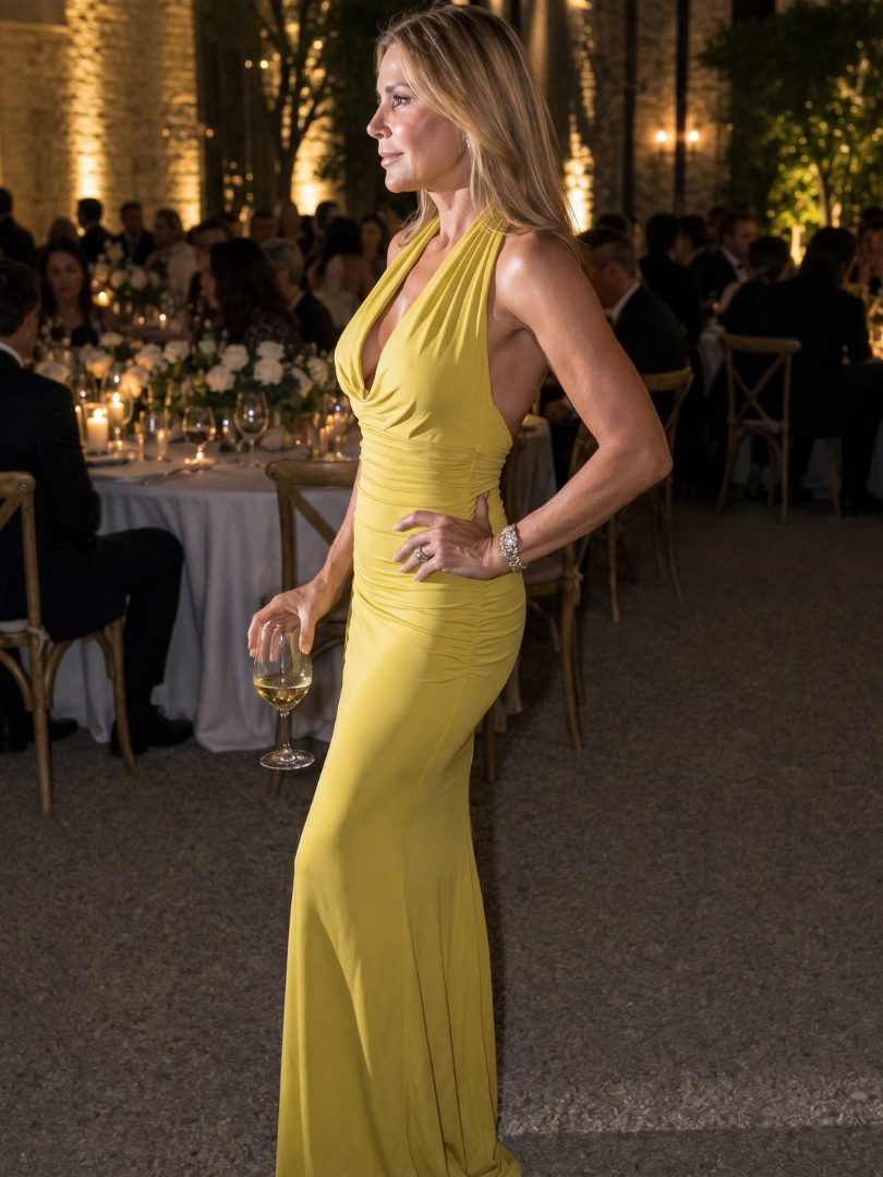 Wilsia | Halter Neck Fitted Silhouette Midi Dress