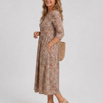 Daline | Vintage Front Three Quarter Sleeve Midi Dress