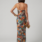 Isabelle | Fitted Multicolor Scale Pattern Maxi Dress