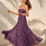 Calwynne | Floral Mesh Corset Maxi Dress