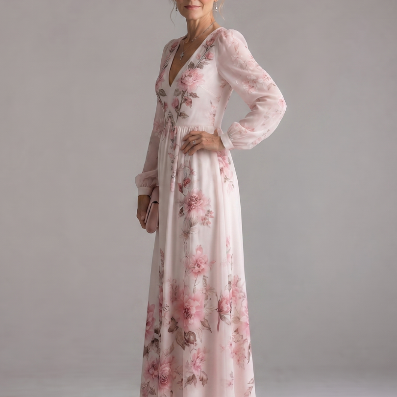 Caldra | Long Sleeve Natural Flow Midi Dress