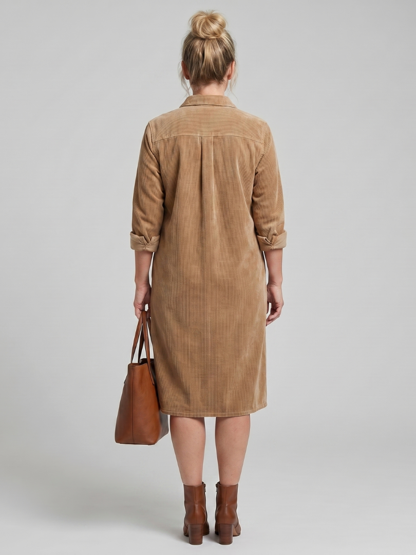 Kalney | Long Sleeve Patch Pockets Midi Dress