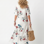 Suriwen | Scattered Floral Tassel Tie Midi Dress